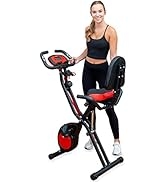 YYFITT 3-In-1 Folding Exercise Bike, Stationary Bikes for Home with Arm Workout Bands, Indoor Fit...