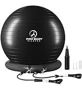 ProBody Pilates Ball Yoga Ball Chair, Exercise Ball Chair with Base or Stand & Bands for Home Off...