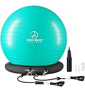 ProBody Pilates Ball Yoga Ball Chair, Exercise Ball Chair with Base or Stand & Bands for Home Off...