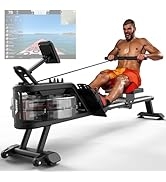 PASYOU Water Rowing Machine Foldable Rowing Machine for Home,350LB Weight Capacity Rower Machine ...