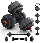 Lusper Adjustable Dumbbell Set, 44lbs Free Weights Set with 3 Modes, Multiweight Dumbbells/Barbel...