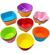 Silicone Cupcake Liners, DERGUAM 50 Pcs Silicone Muffin Liners, Reusable Non-Stick Easy Clean Cup...