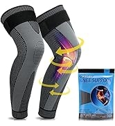 Compression Full Leg Sleeves by Beister, Knee Sleeves with Elastic Straps for Men & Women, Leg Su...