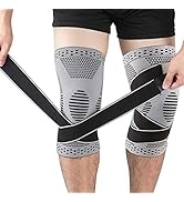 Beister 1 Pair Knee Compression Sleeves with Adjustable Straps for Men & Women, Professional Knee...