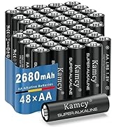 KAMCY 1.5V Alkaline AA Batteries, Double A Batteries 48 Pack, High-Capacity Double A Battery, Alk...