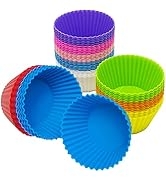 Silicone Baking Cups, DERGUAM 50 Pcs Silicone Muffin Liners in 10 Colors, Reusable Non-Stick Heav...