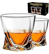 PARACITY Whiskey Glasses Set of 2, Old Fashioned Cocktail Glass, 10 OZ Whiskey Glasses, Bourbon G...