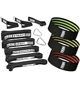 Long Resistance Bands Set of 5 Pull-Up Bands, Rubber Handles, Door Anchor and a Set of 3 Fabric R...