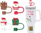 4Pc Christmas straw covers a(+3 free cup stickers)