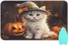 Small White Cat With Witch Hat