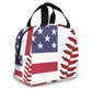 USA Flag Baseball Lace Portable Insulated Lunch Bag