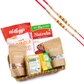 Basket of Healthy 6 Goodies with 2 Pearl Rakhis